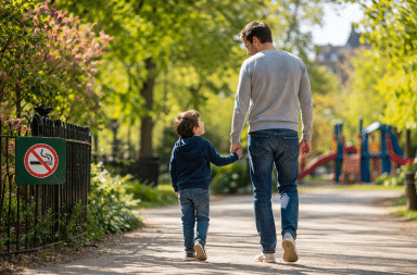 parent et enfant dans un environnement sain sans tabac